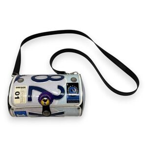 Little Earth License Plate Bag Women OS Silver Oregon Barrel Purse Leather Strap